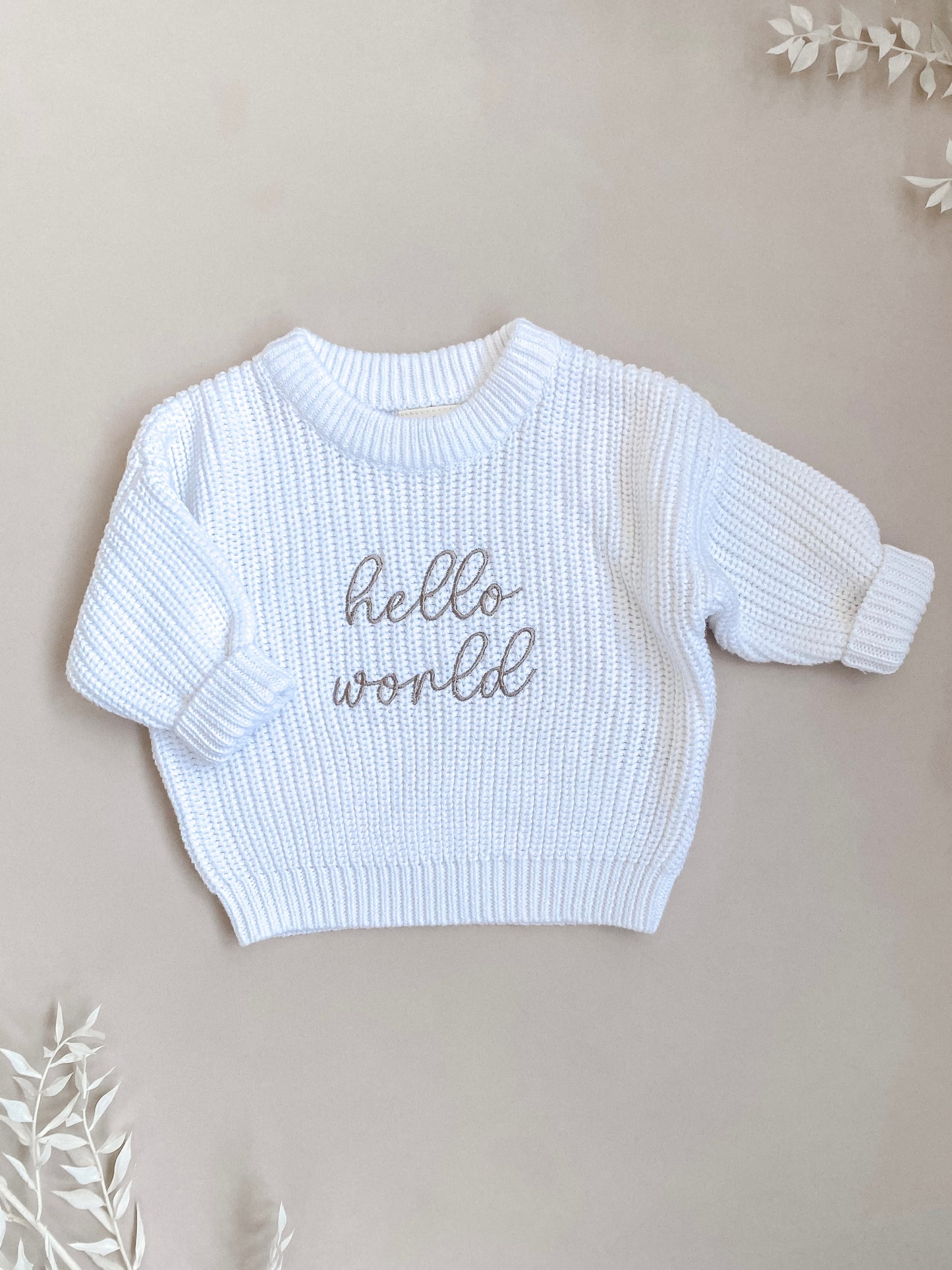 Hello world baby knitted jumper