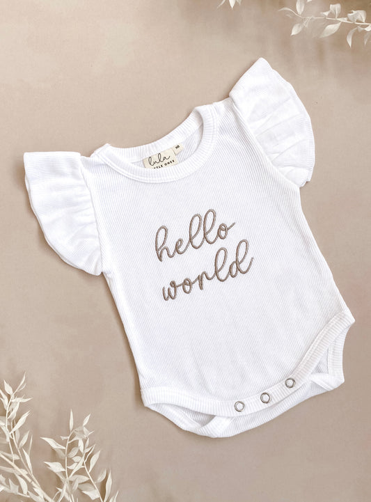 Hello world baby outfit