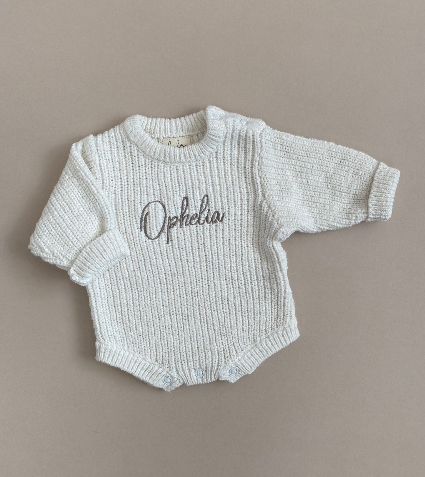 Set | Personalised Chunky Knit Baby Romper & Baby Booties | Ivory