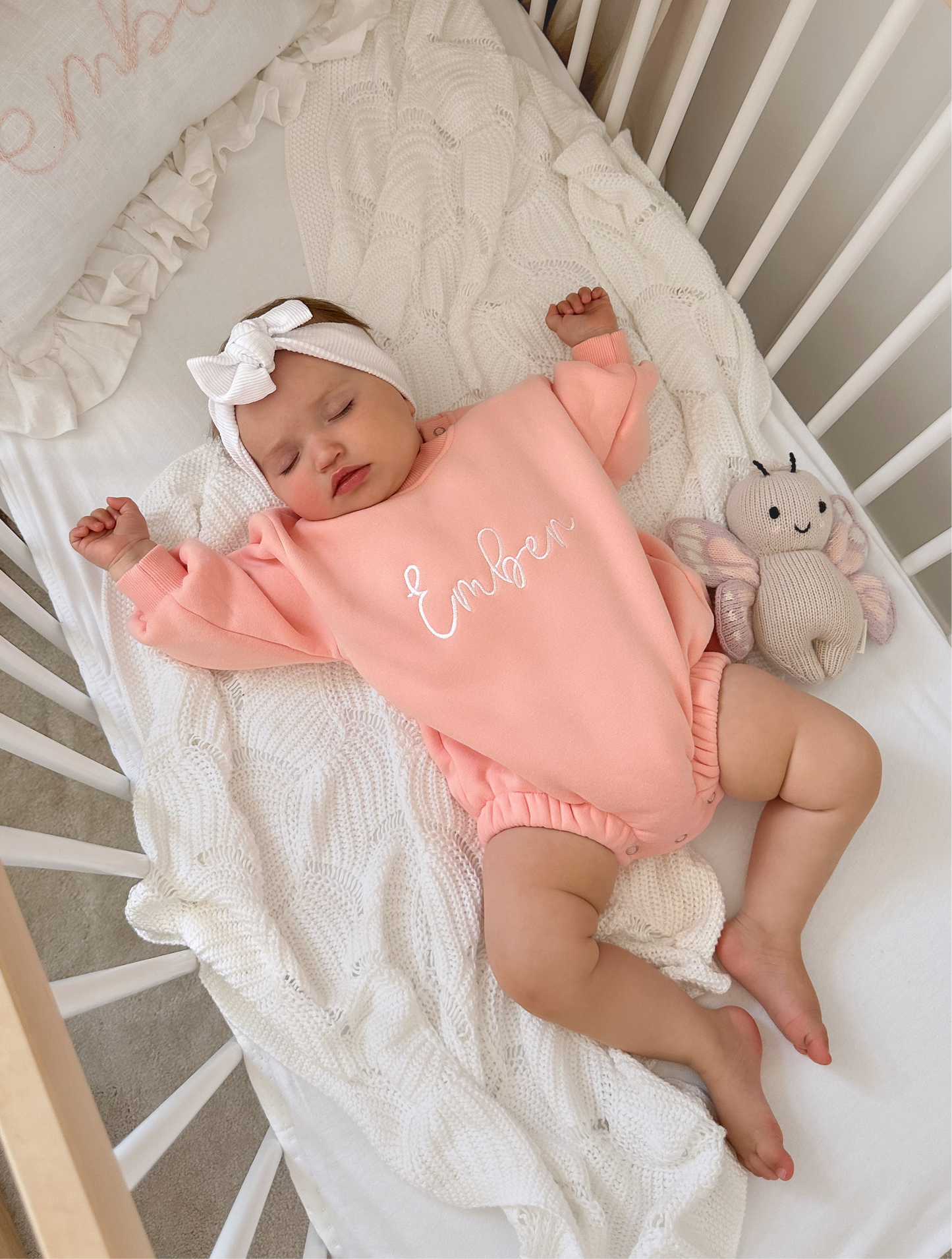 Personalised Baby Sweater Romper | Candyfloss Pink