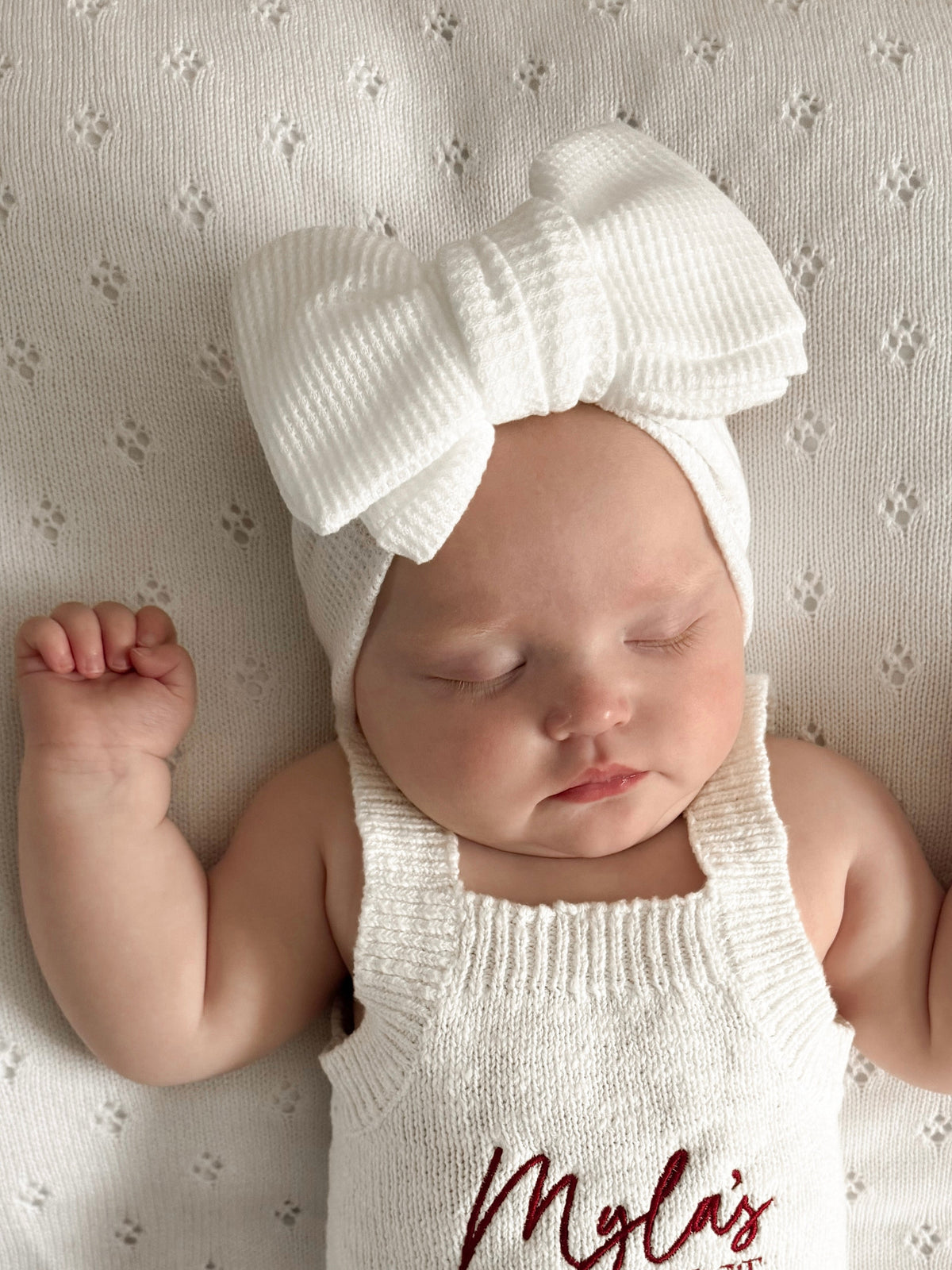 Waffle Oversized Topknot Headband | White