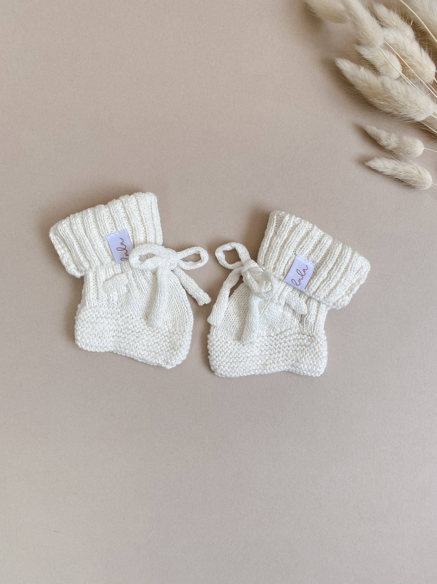 Knitted baby booties | ivory | cotton