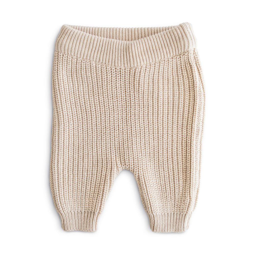 Mushie Chunky Knit Baby Trousers | Beige