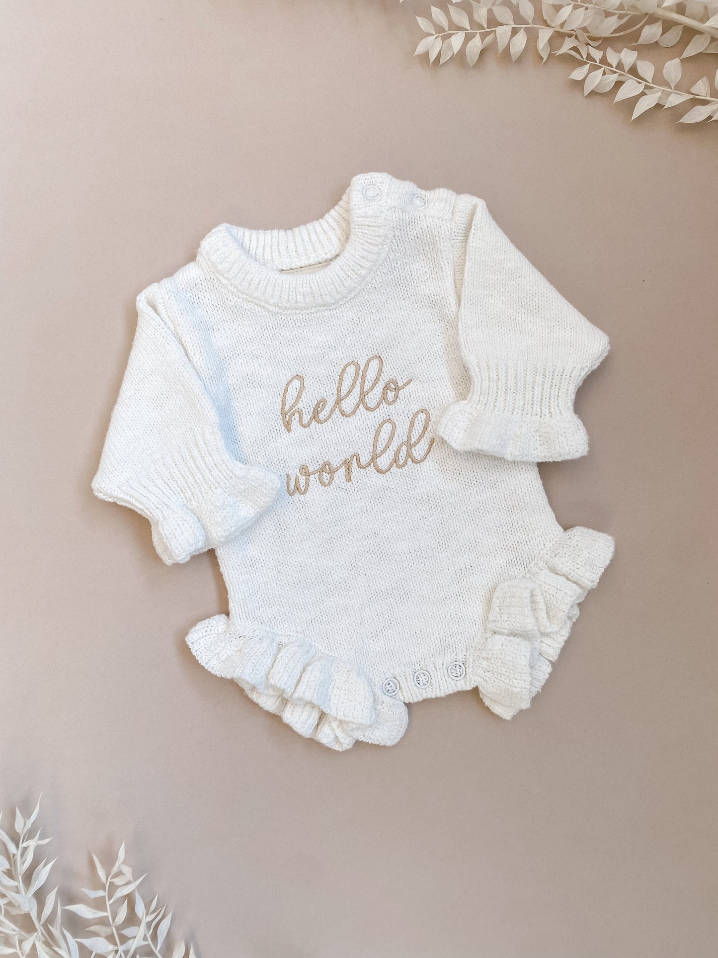 Hello World | Frill Knit Baby Romper | Ivory