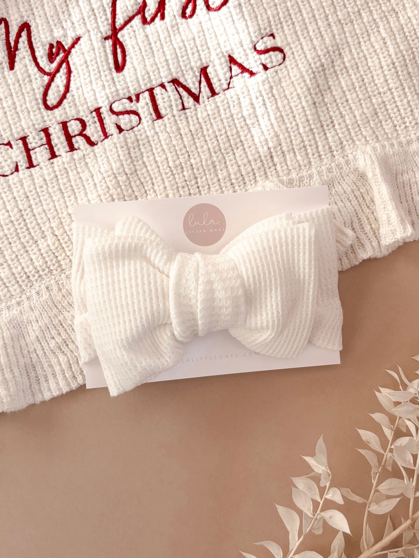 Waffle Oversized Topknot Headband | White
