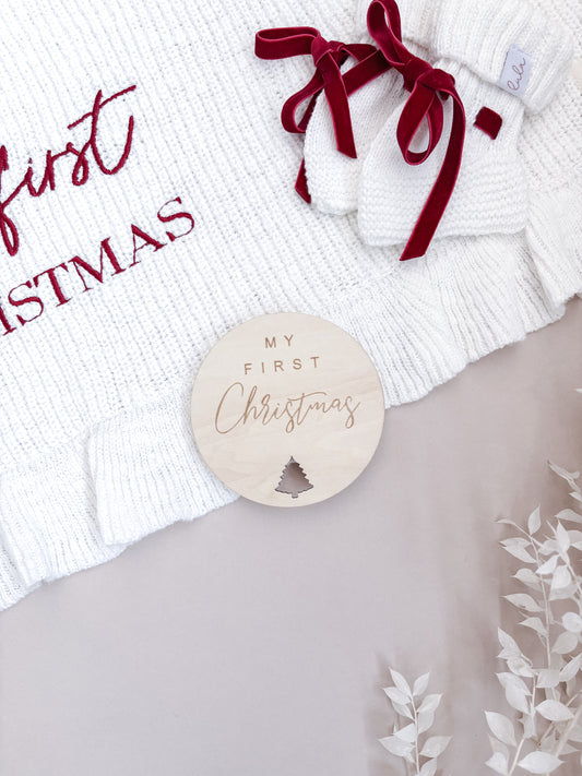 My First Christmas | Wooden Baby Milestone Plaque