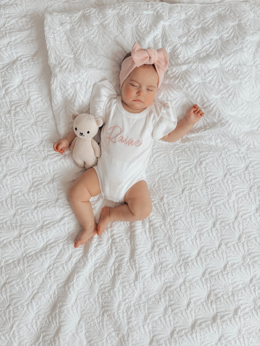 Personalised | Frill Baby Bodysuit | White