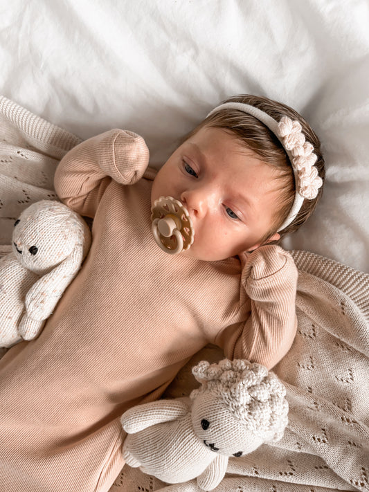 Baby headband | crochet flowers | blush
