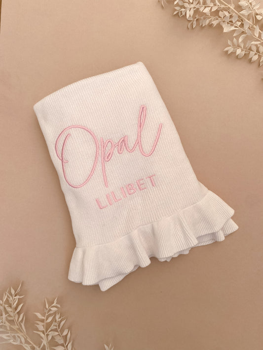 personalised baby blanket - white