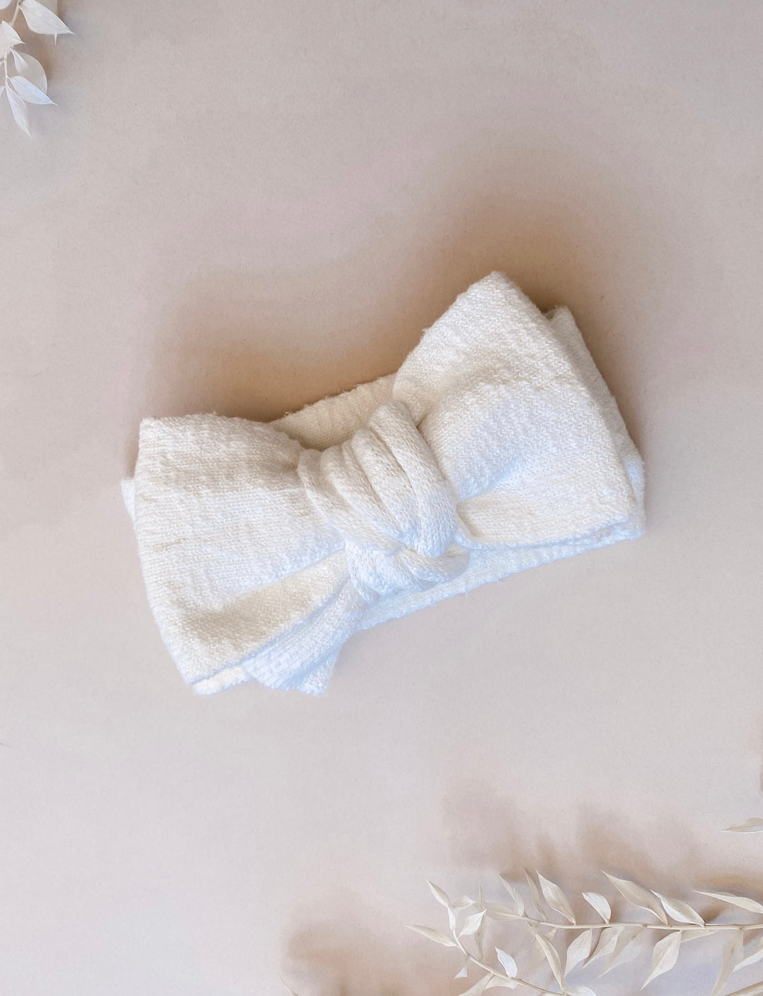 Set | Personalised Frill Knit Bow Romper & Booties & Topknot | Ivory