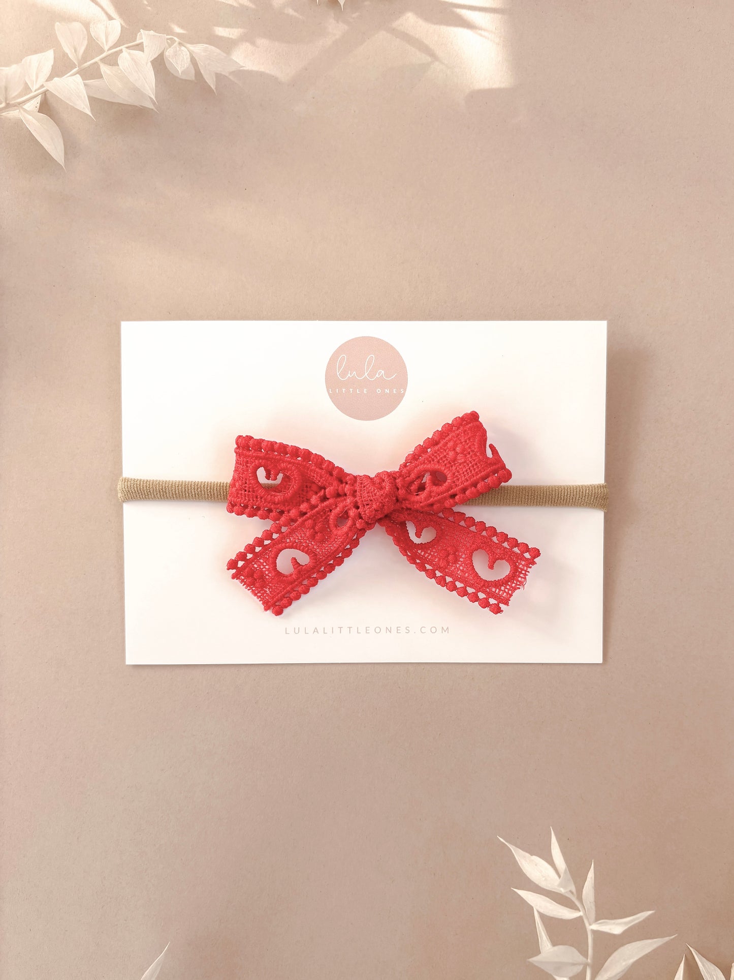 Sweetheart Lace Bow Headband | Red
