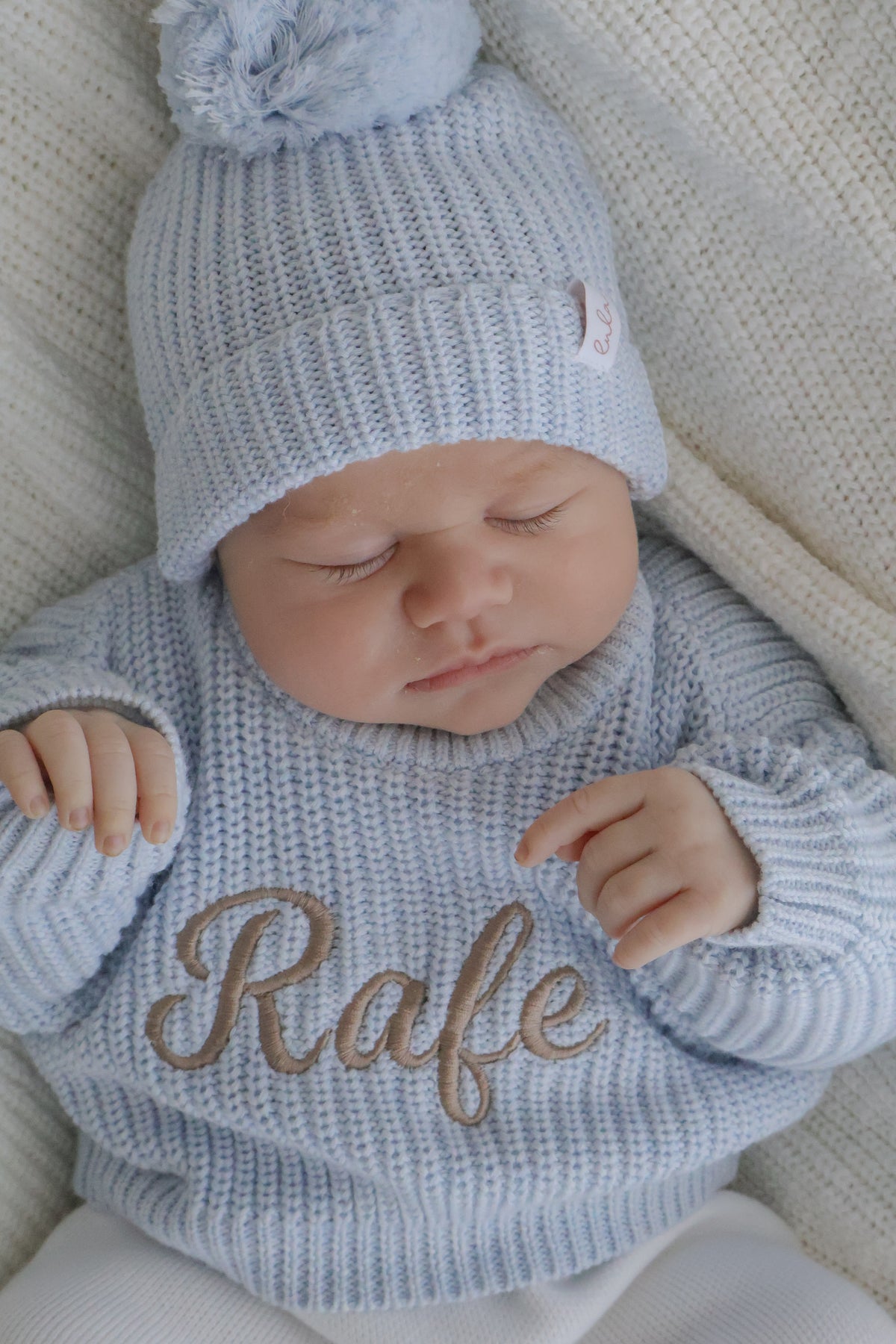 Personalised Chunky Knit Baby Jumper | Baby Blue