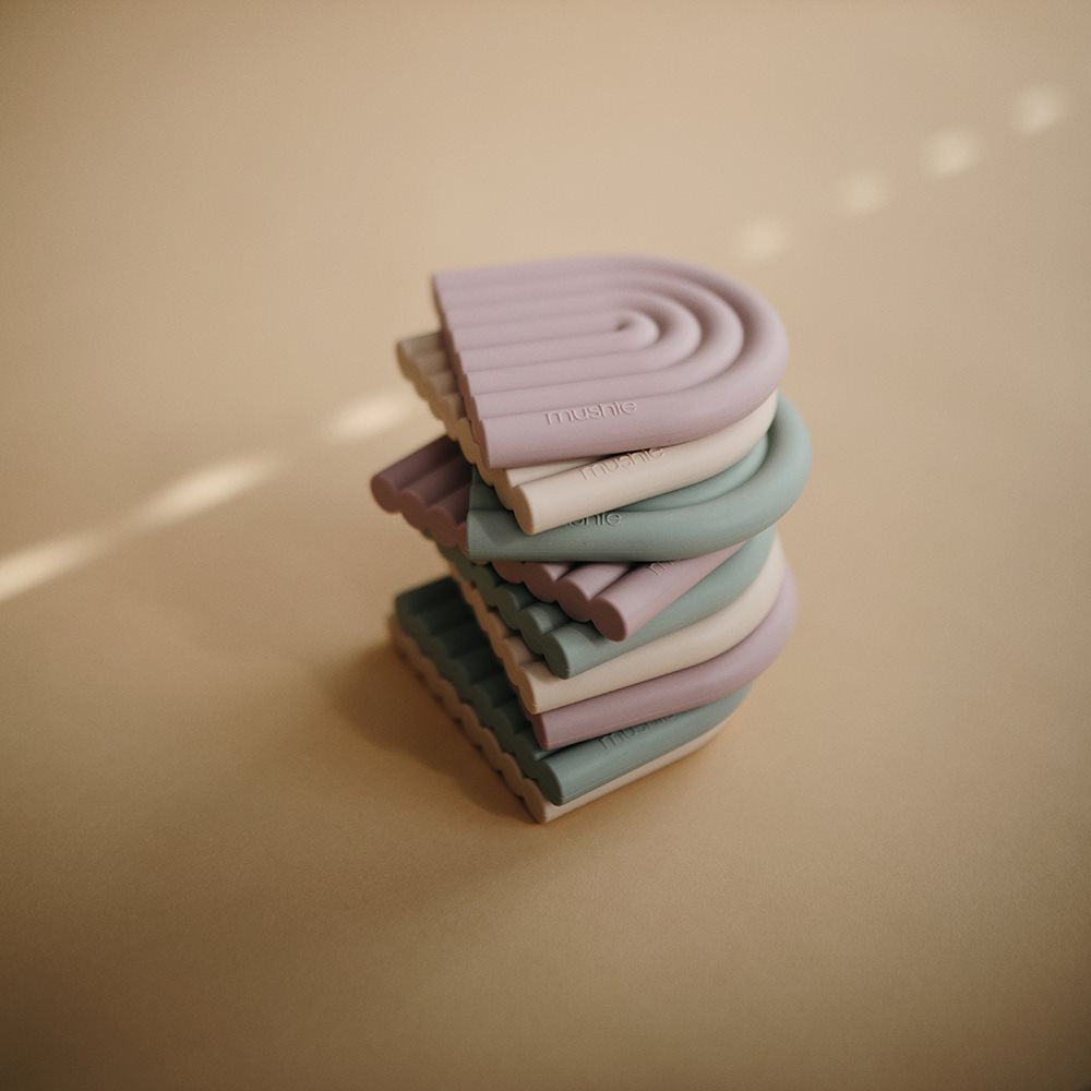 Mushie Rainbow Teether - Cambridge Blue