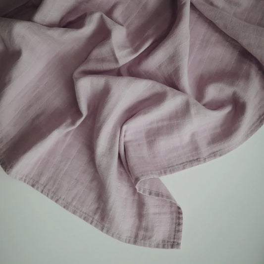 Mushie Organic Cotton Muslin Swaddle Blanket | Soft Mauve