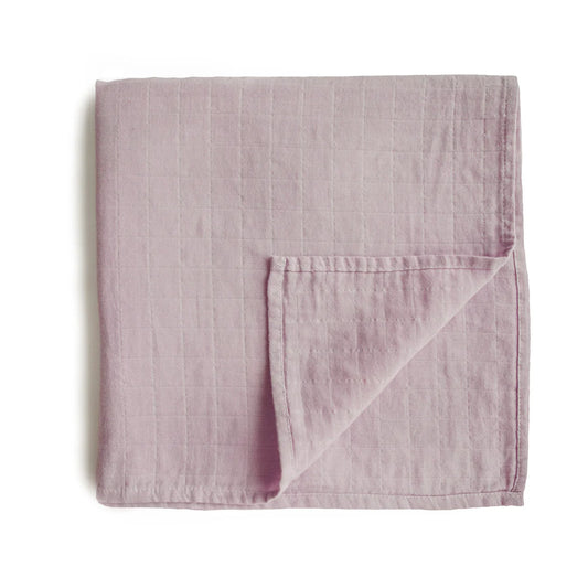 Mushie Organic Cotton Muslin Swaddle Blanket | Soft Mauve