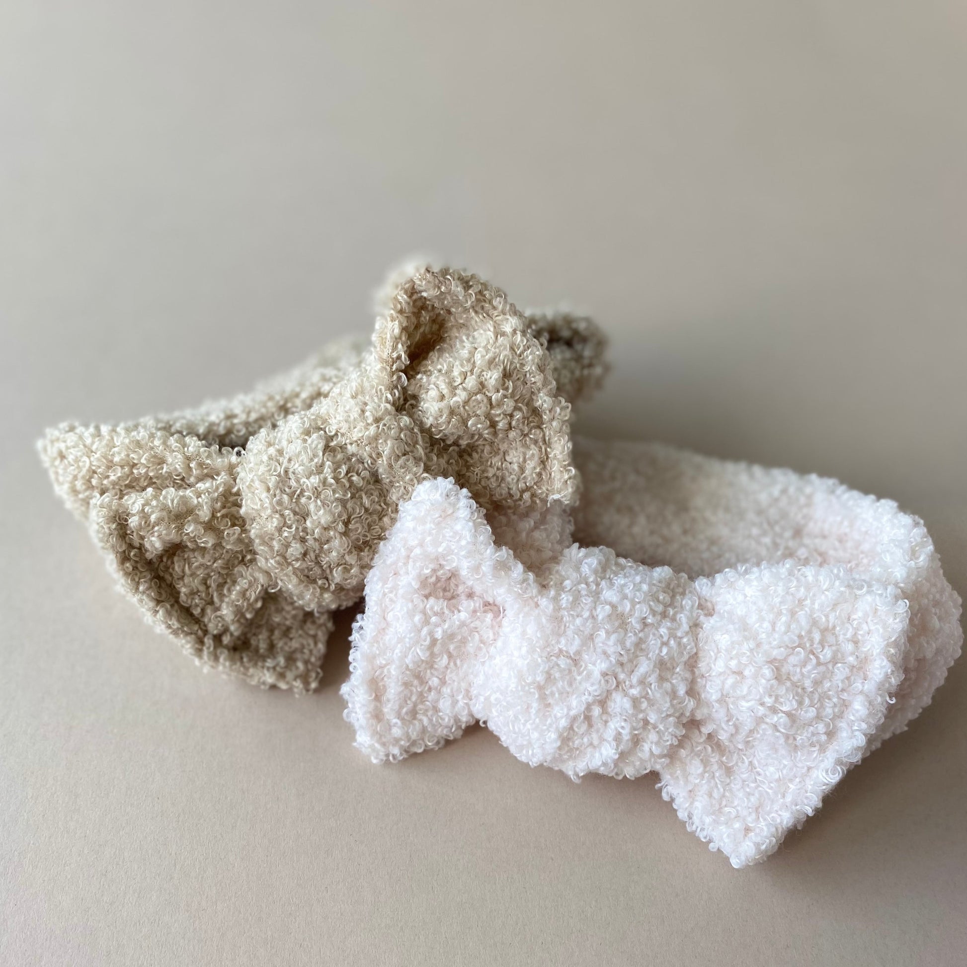 baby top knot headbands - beige and cream