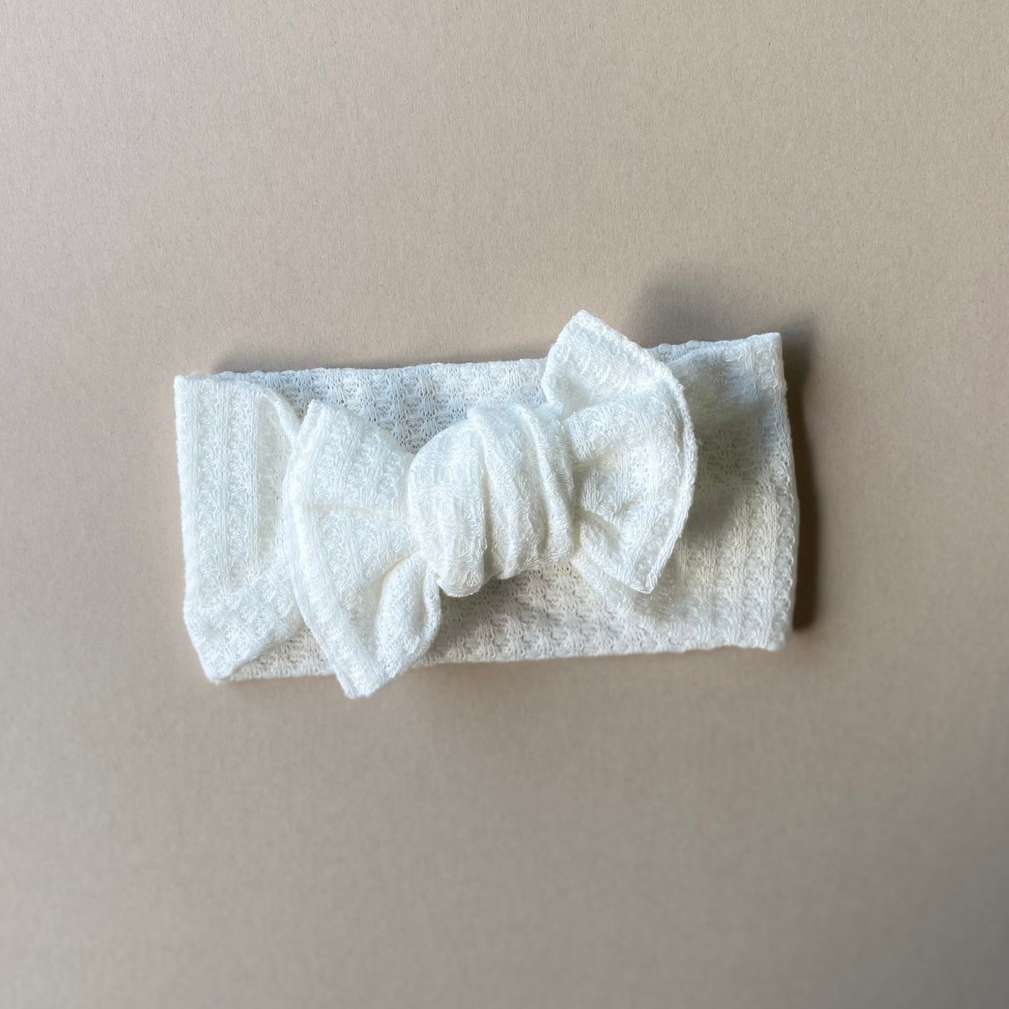 Waffle Knit Topknot Headband | White