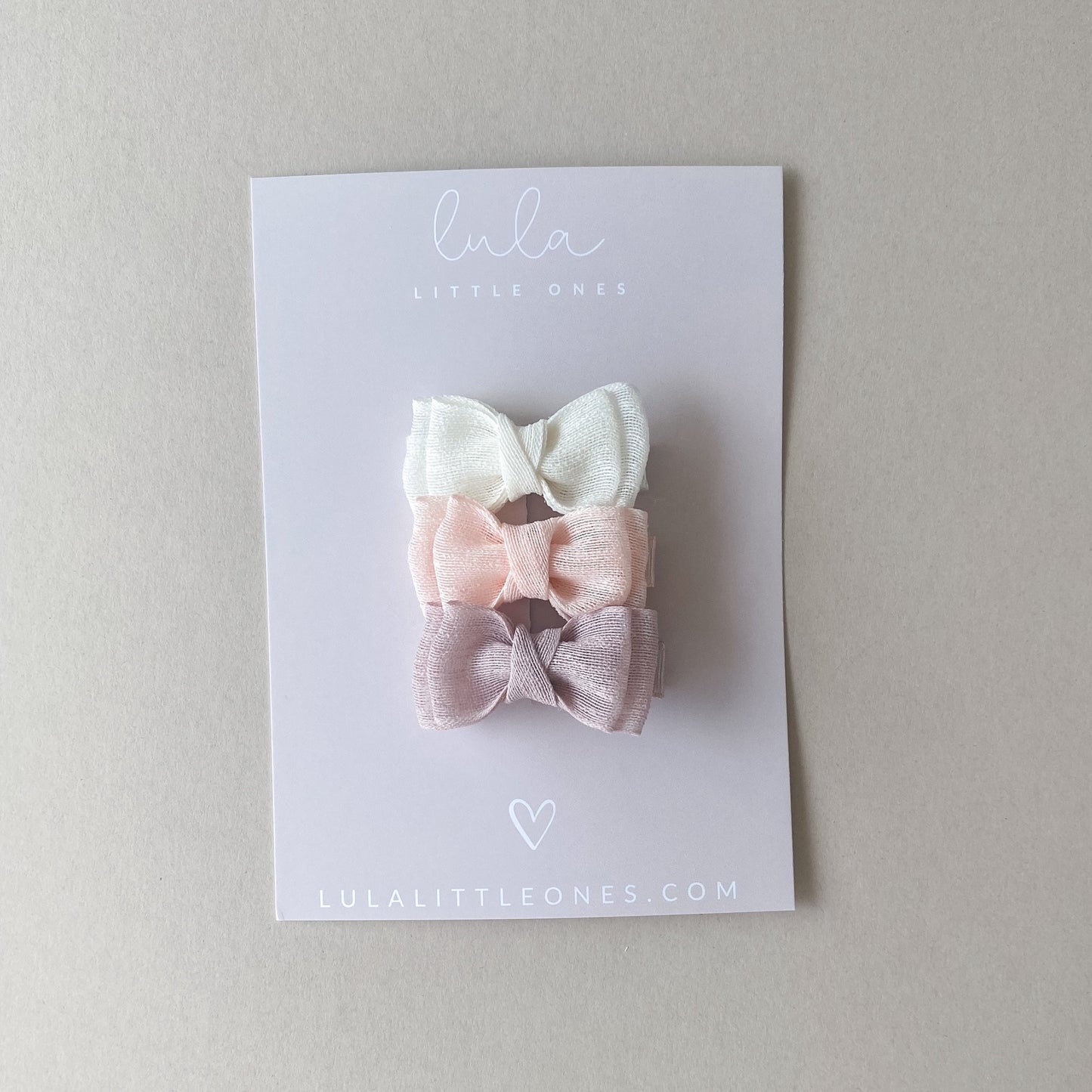 Cotton Bow Hair Clip Set | Ivory | Blush | Lilac