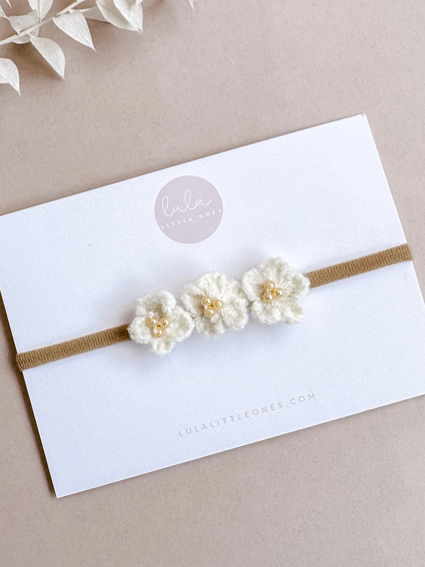 Knitted Flower Baby Headband | Ivory
