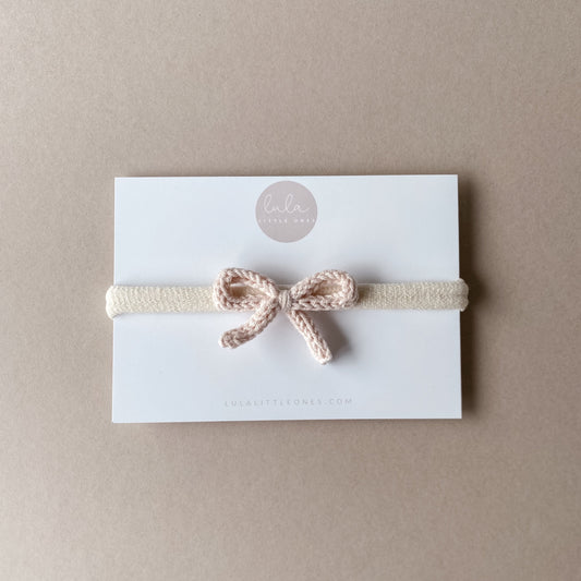 Knitted Bow Headband | Soft Pink