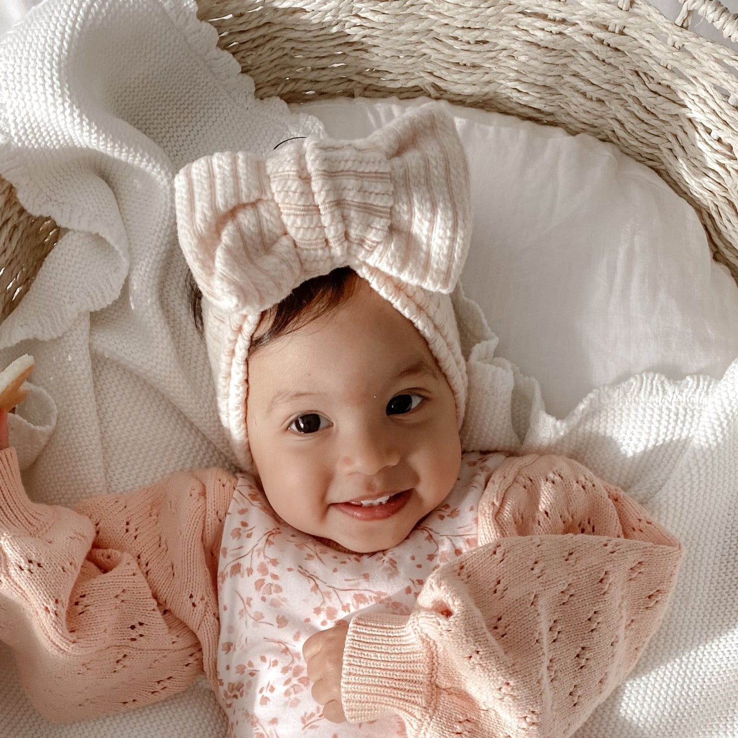 Cloud Rib Oversized Topknot Headband | Light Peach