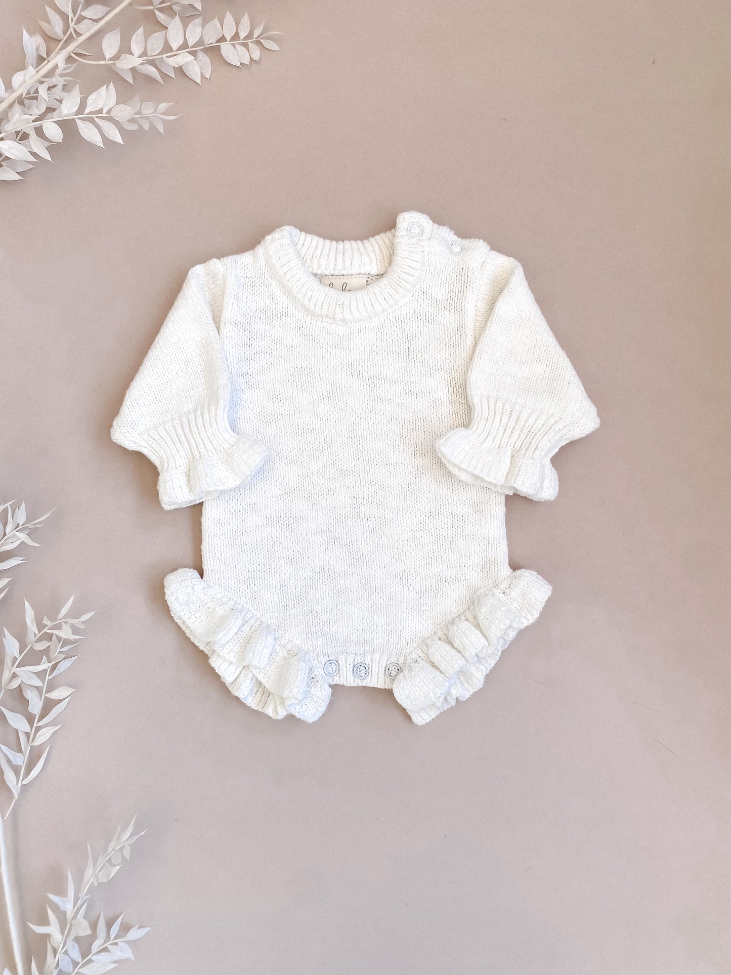 Frill Knit Romper | Ivory