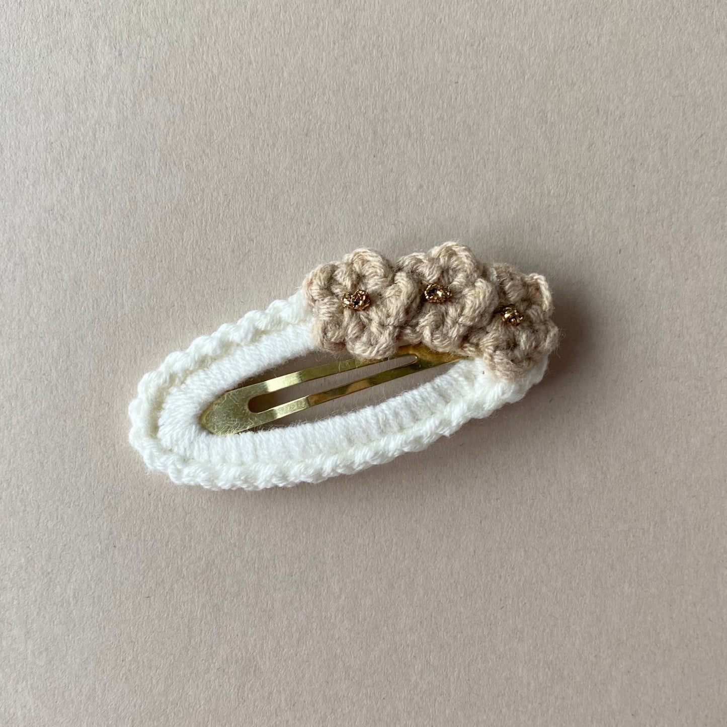 Girls Crochet Floral Hair Clip | Fawn