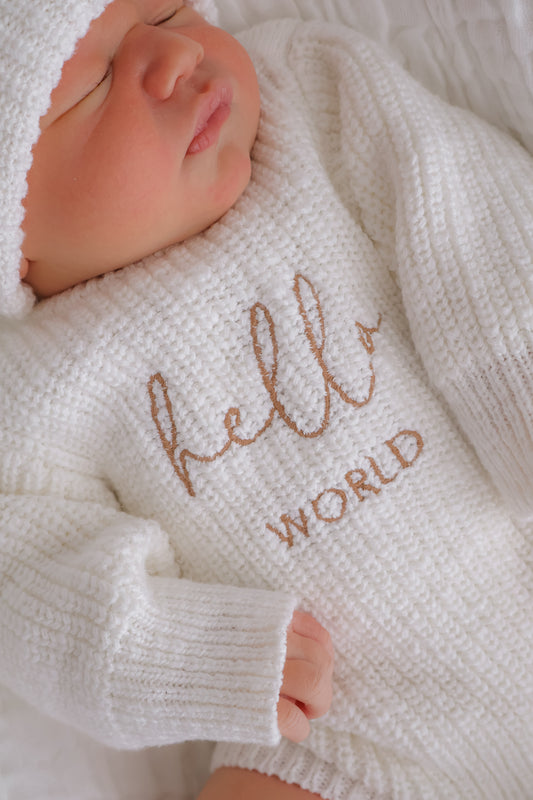 hello world baby romper