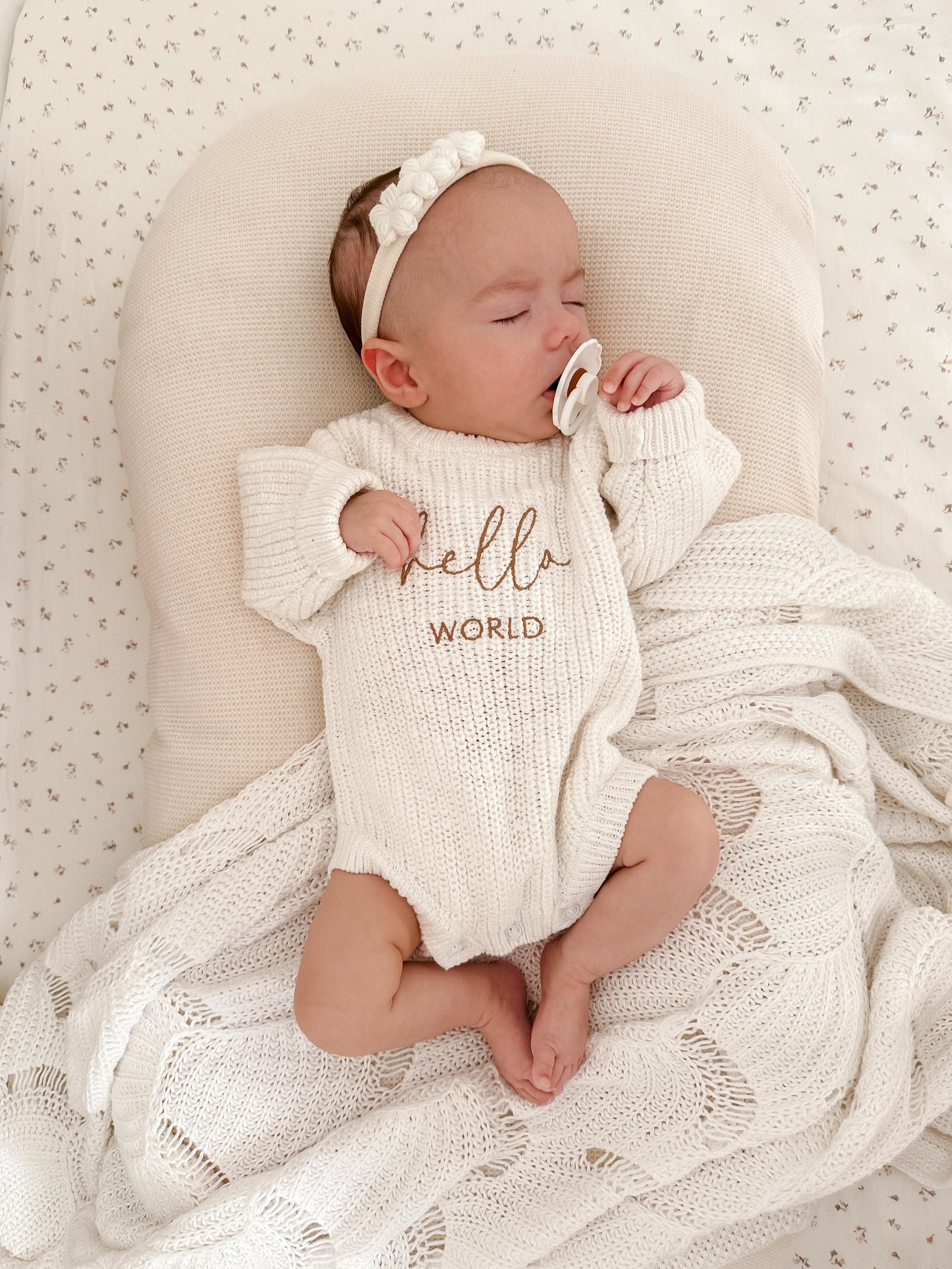 hello world newborn baby outfit - knit romper