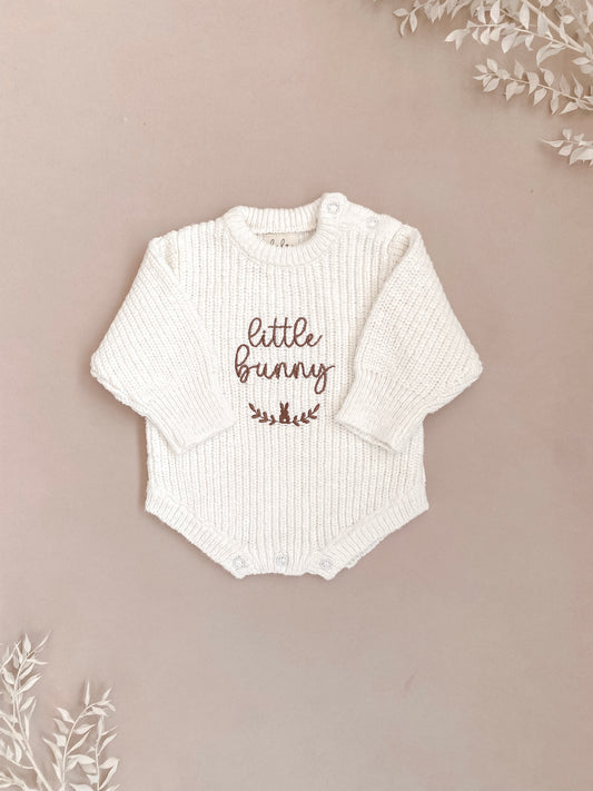 chunky knit baby romper - little bunny