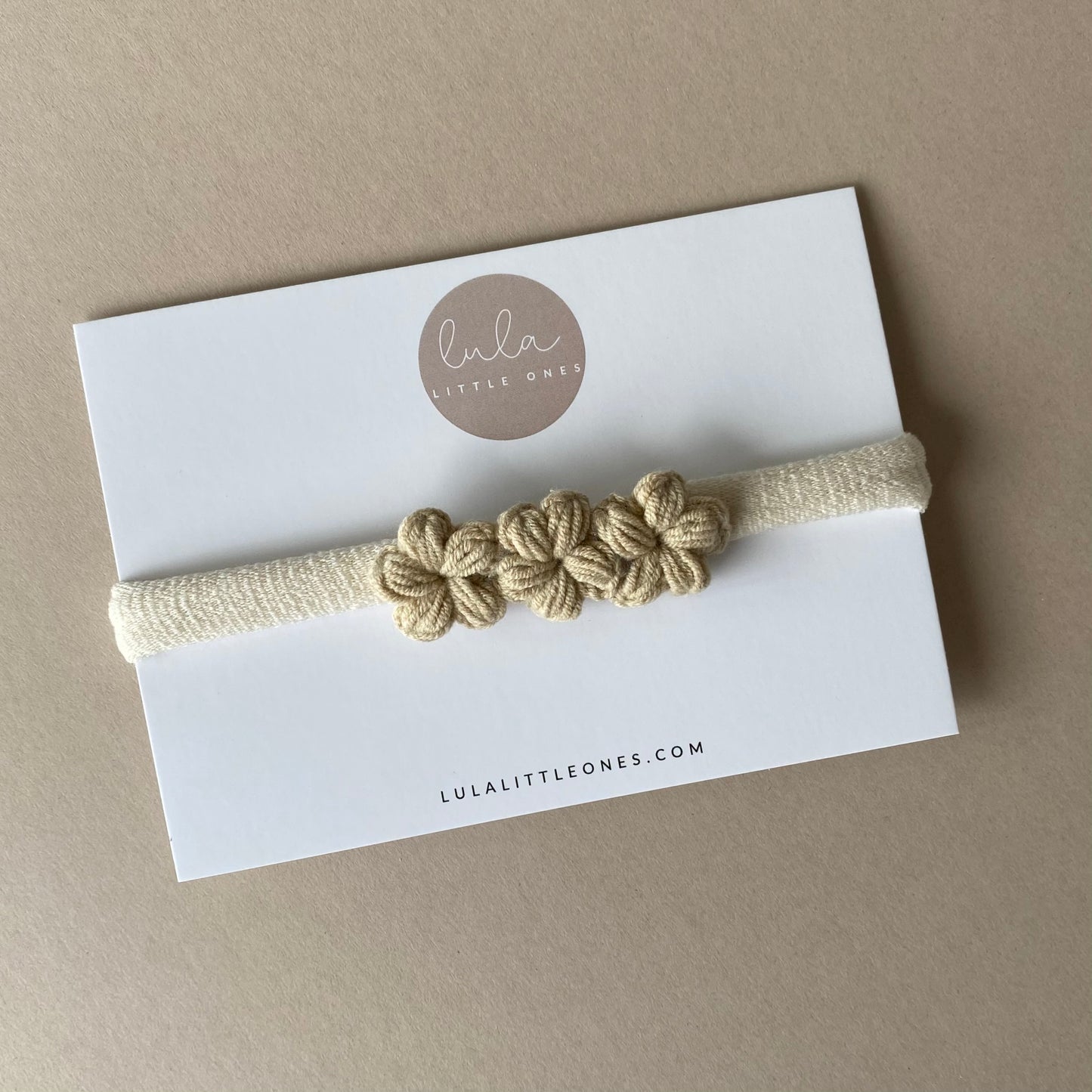 Newborn Headband | Crochet Flowers | Beige