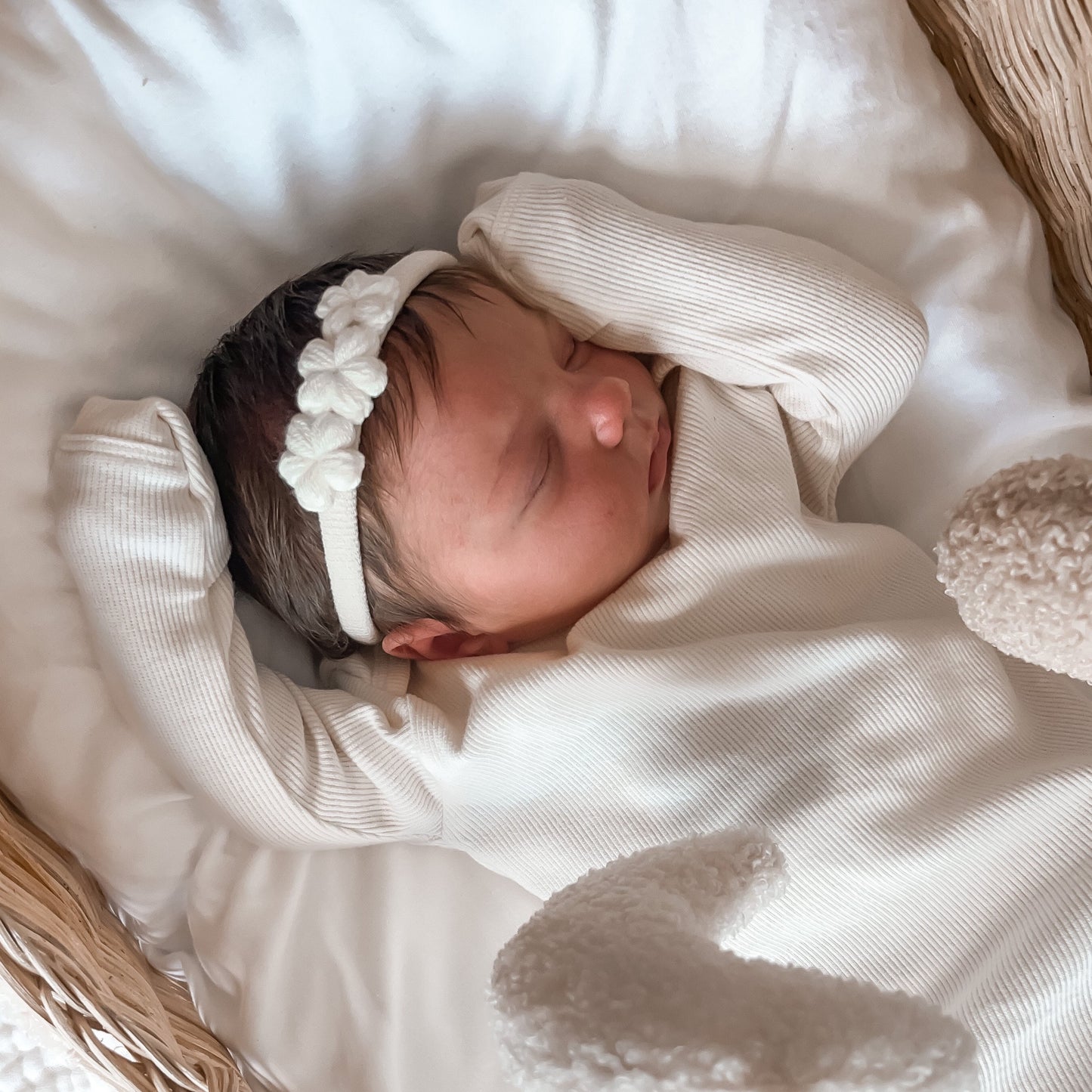 Newborn Headband | Crochet Flowers | Ivory