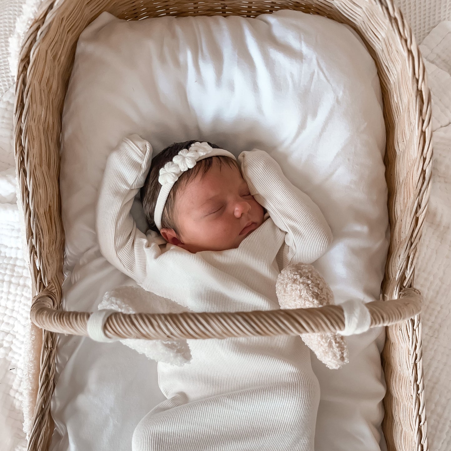 Newborn Headband | Crochet Flowers | Ivory