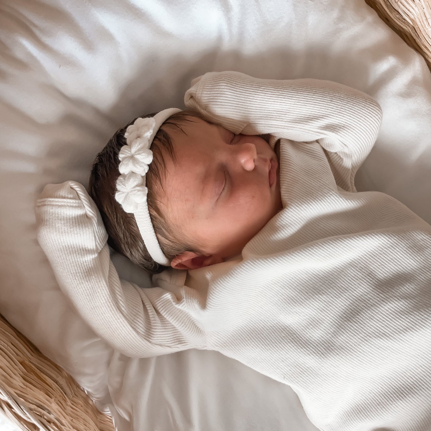 Newborn Headband | Crochet Flowers | Ivory