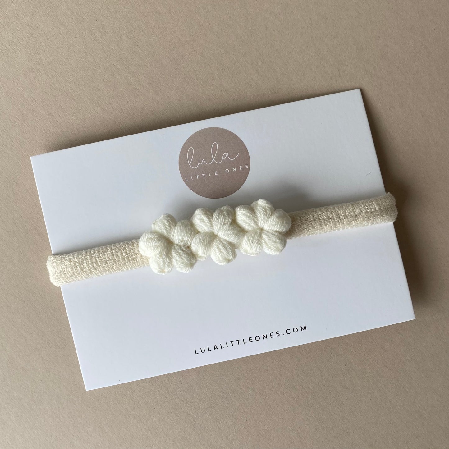 Newborn Headband | Crochet Flowers | Ivory