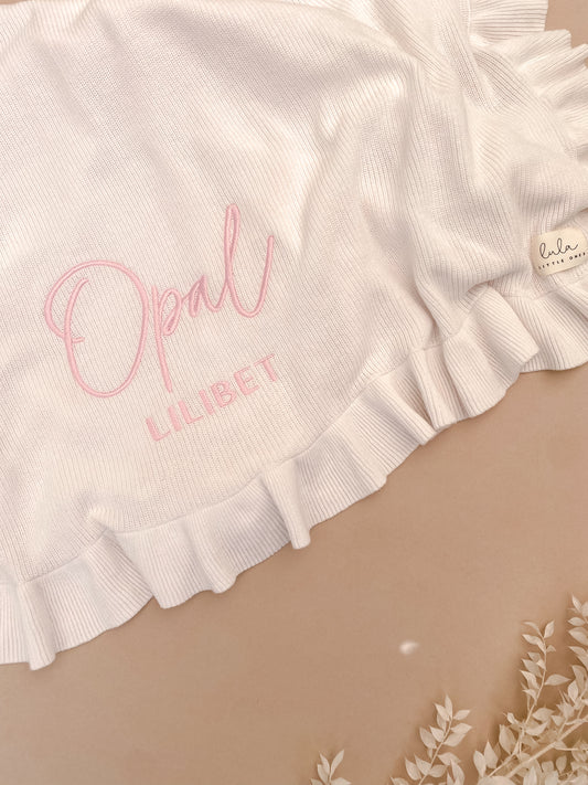 personalised baby blanket - white