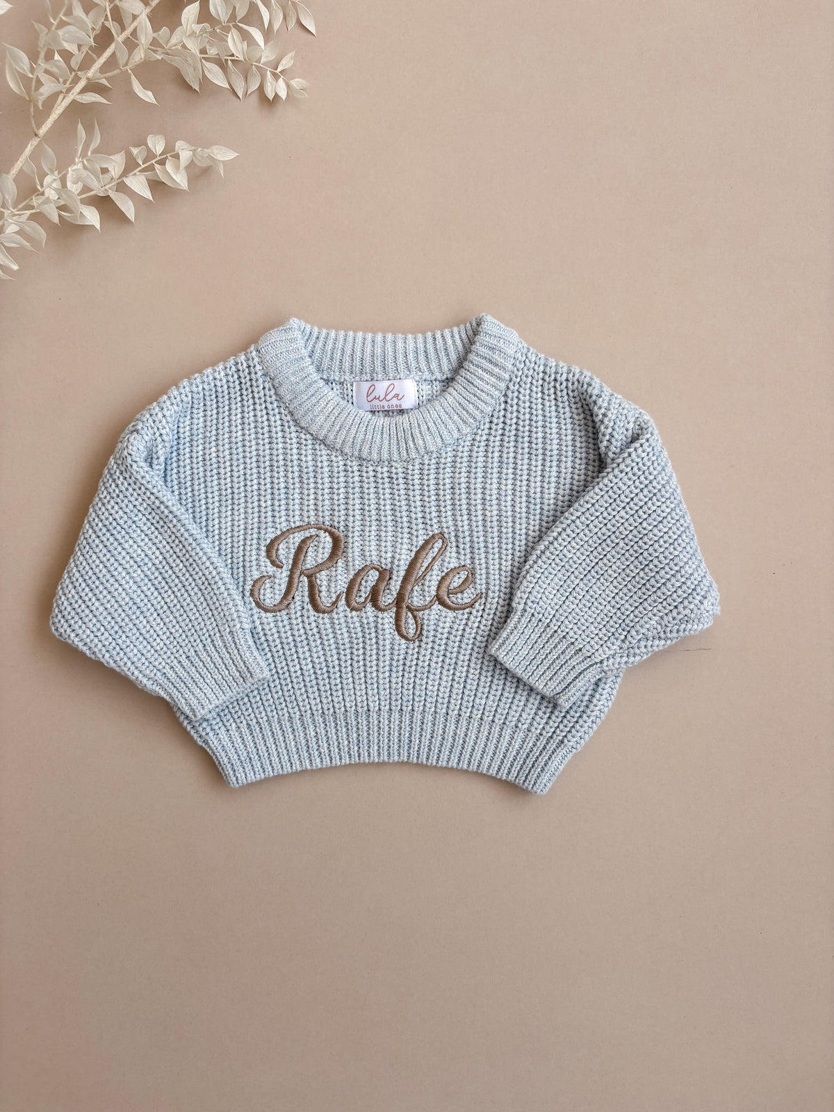 personalised baby jumper blue