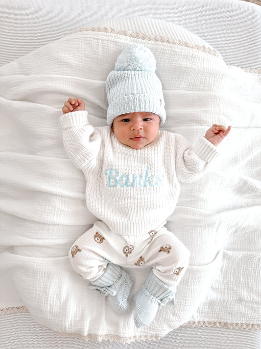 Personalised Chunky Knit Jumper | Milk White