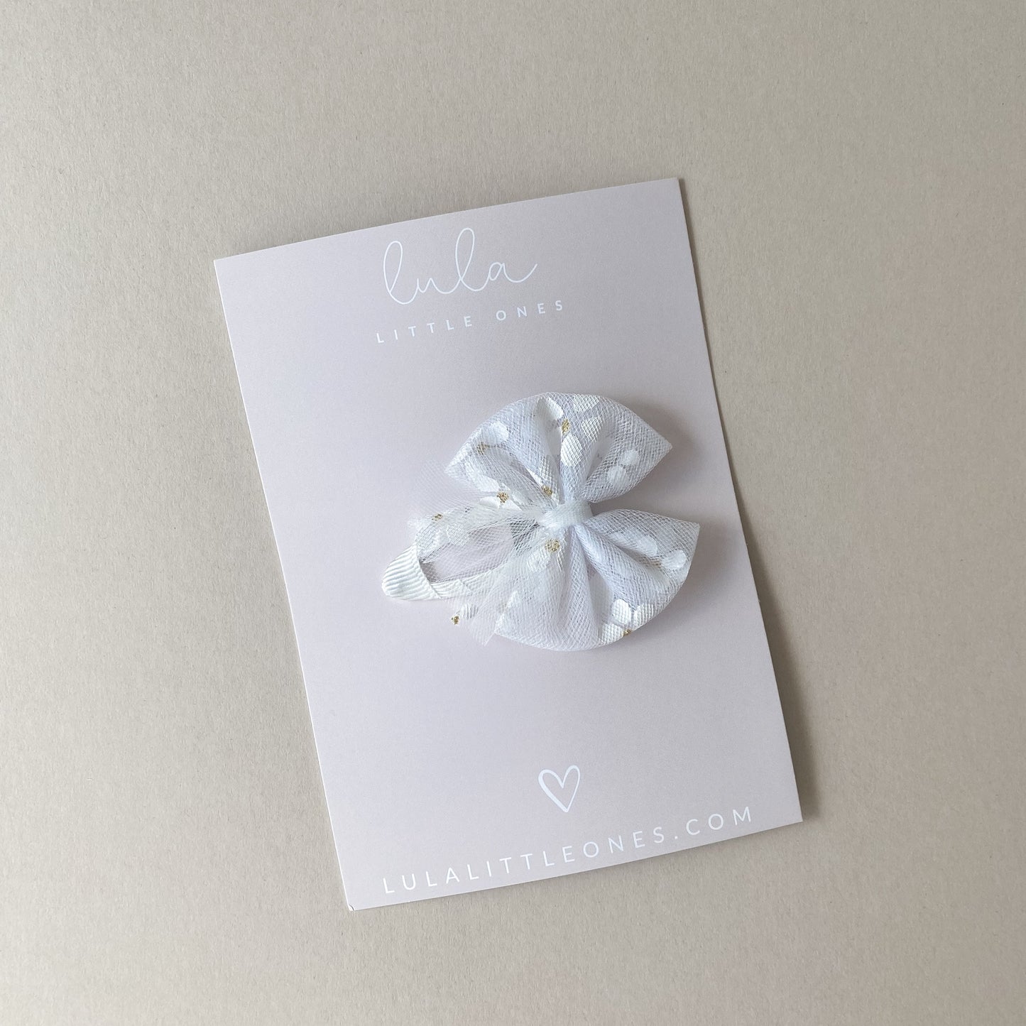 White Floral Tulle Bow Hair Clip