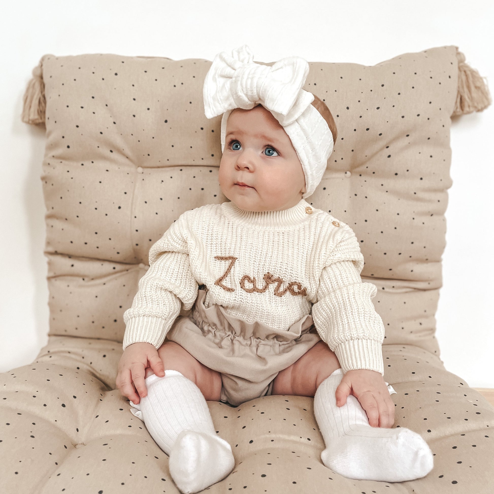 Baby headband - Mia white topknot