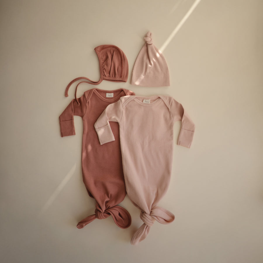 Mushie Ribbed Baby Beanie Hat - Blush
