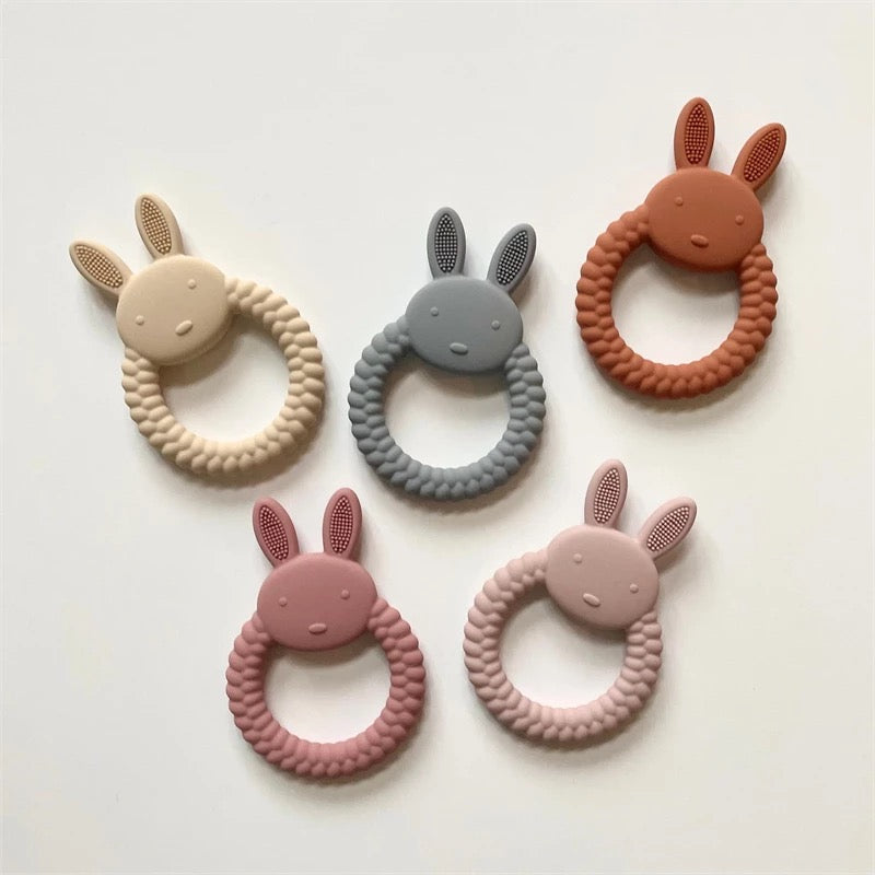 Grey Silicone Bunny Teether