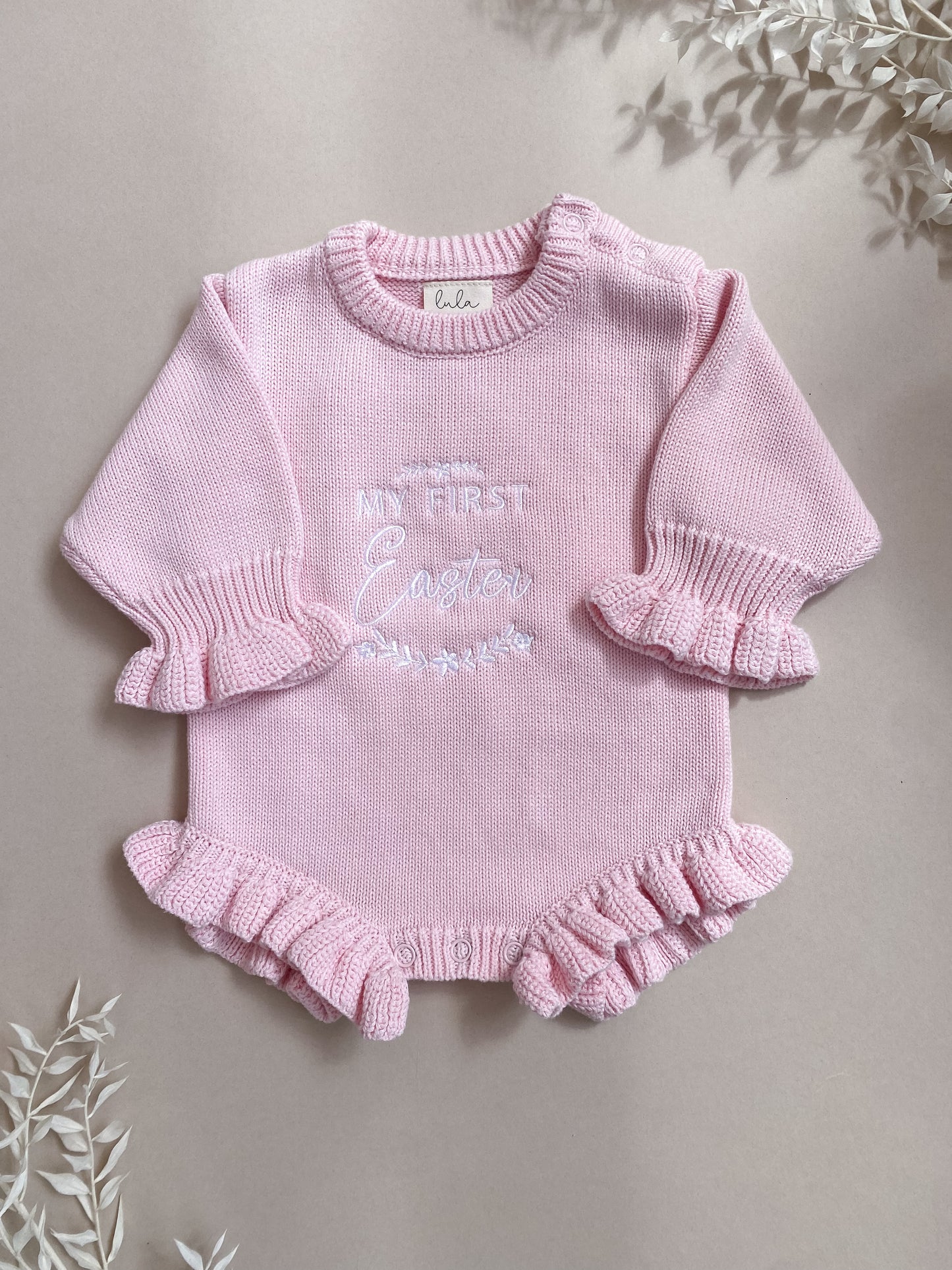 Sample | My First Easter | Frill Knit Baby Romper | Blossom Pink | 0-3 Months