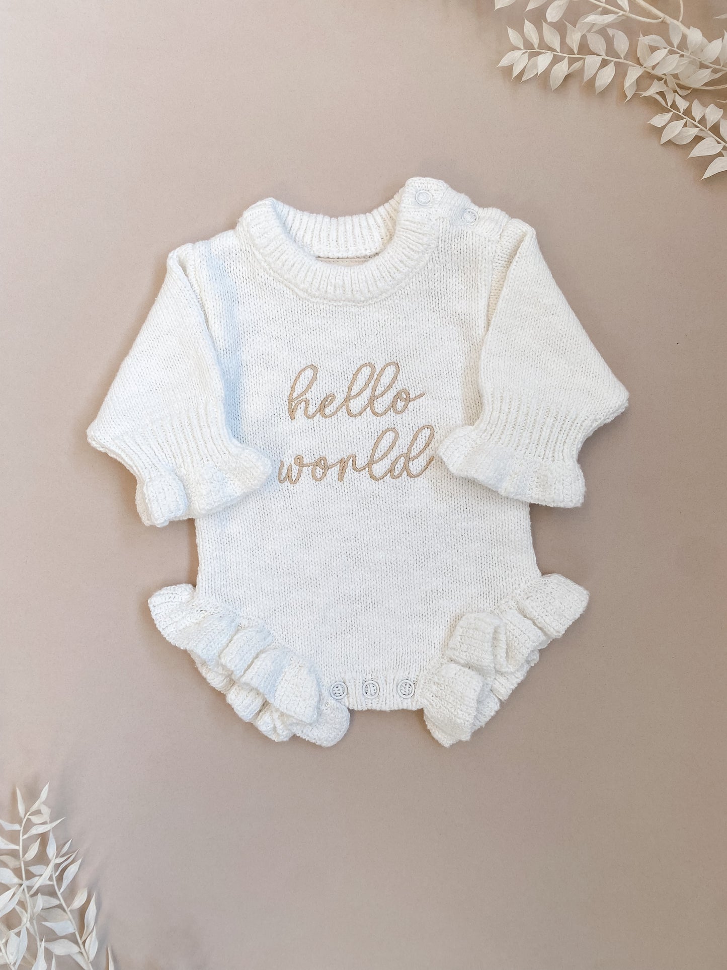 Hello World | Frill Knit Baby Romper | Ivory