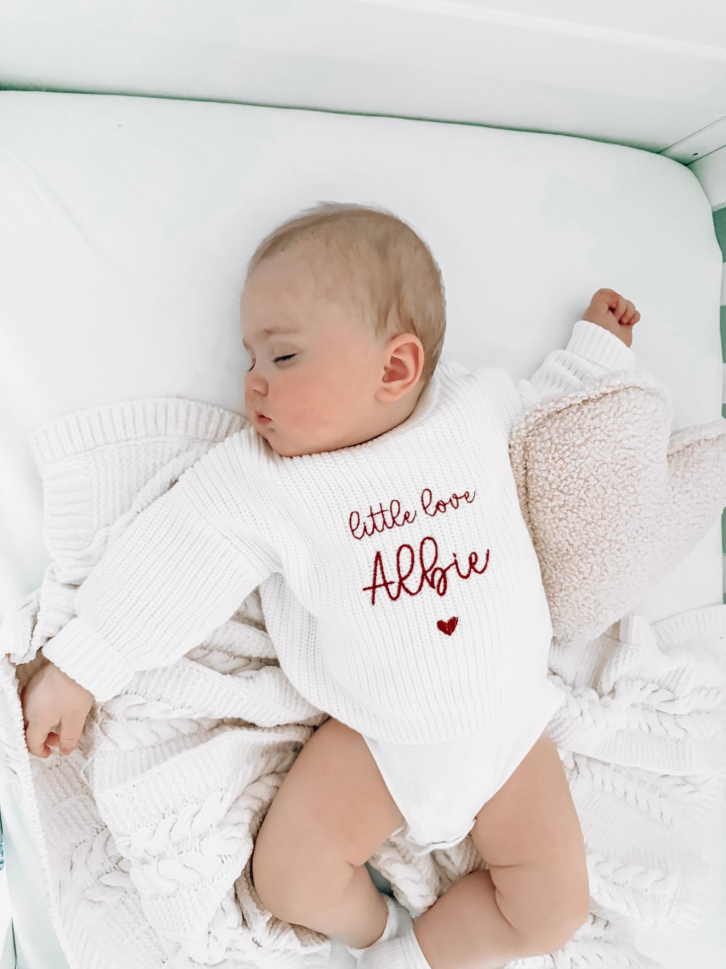 Personalised Little Love Chunky Knit Jumper | White