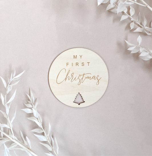 My First Christmas | Wooden Baby Milestone Plaque