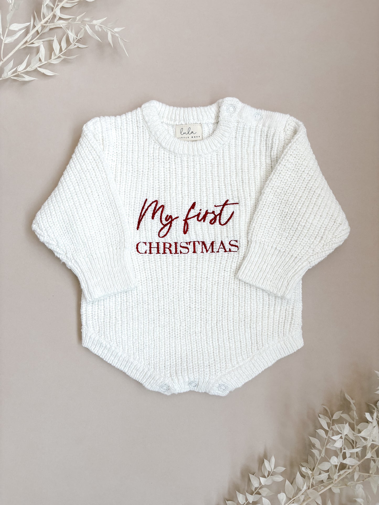 My First Christmas | Chunky Knit Romper | Ivory