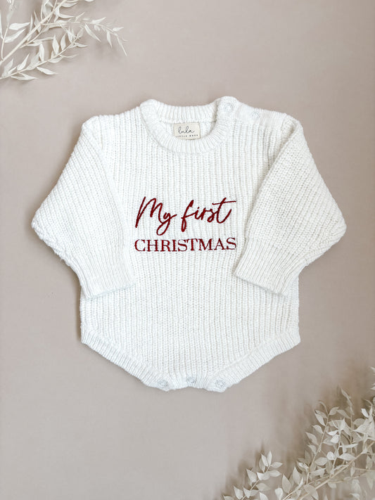 My First Christmas | Chunky Knit Romper | Ivory