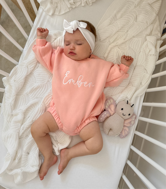 Personalised Baby Sweater Romper | Candyfloss Pink