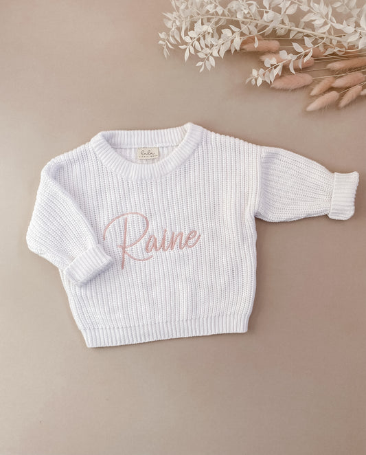 Personalised Chunky Knit Jumper | White